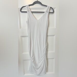 Michael Stars White Mesh Ruched Midi Dress Sleeveless Bodycon Size Small